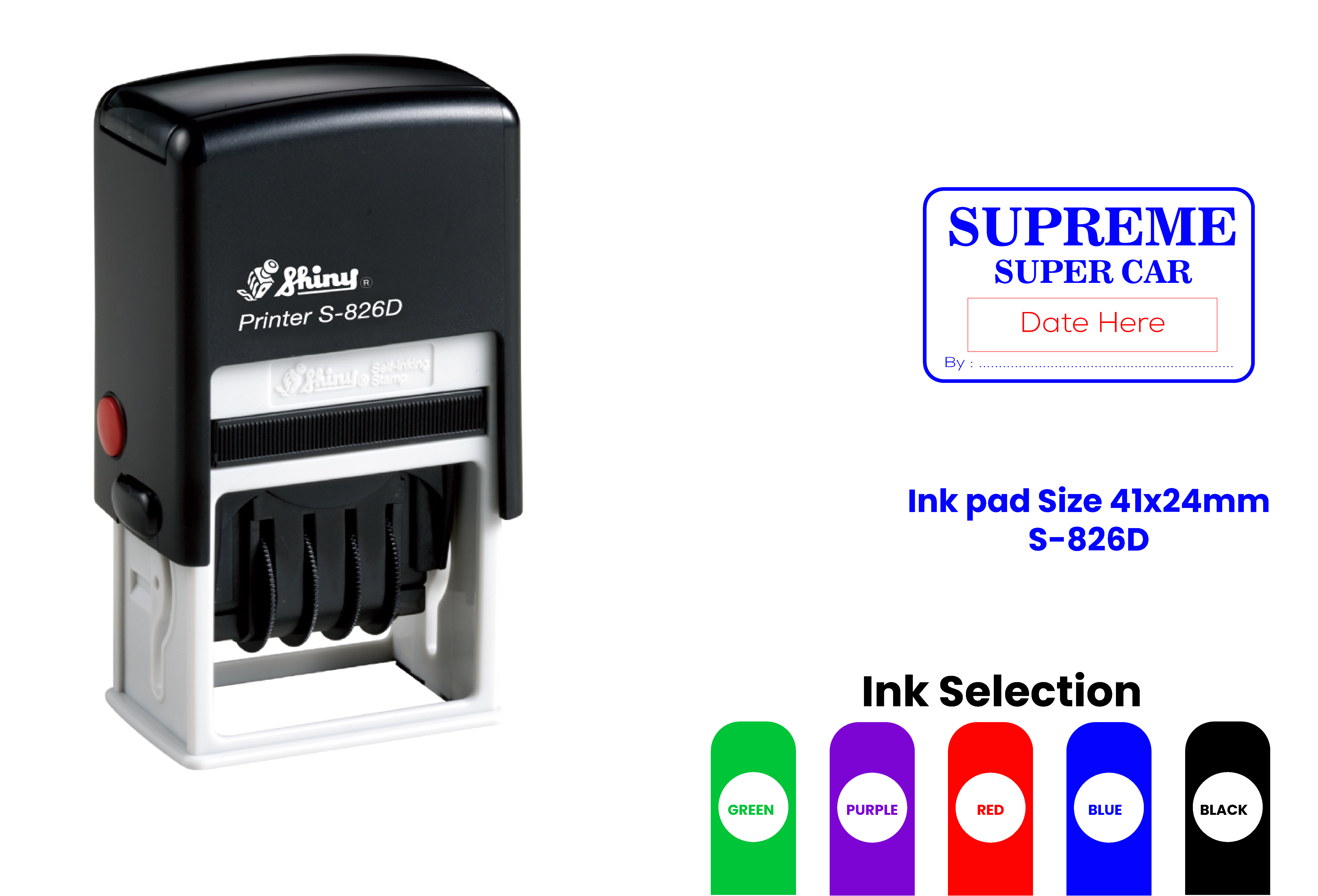 S-826D Self-Inking Date Rubber Stamp